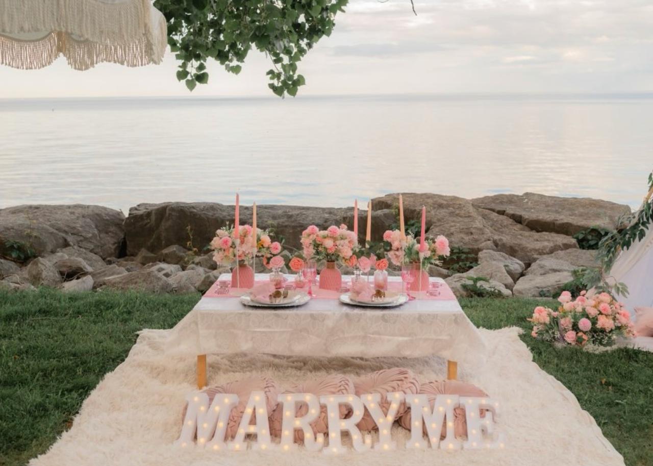 Custom proposal setup with marquee lettering